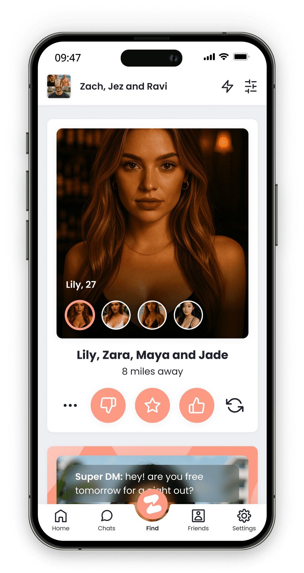 Ziva app showing a crew profile